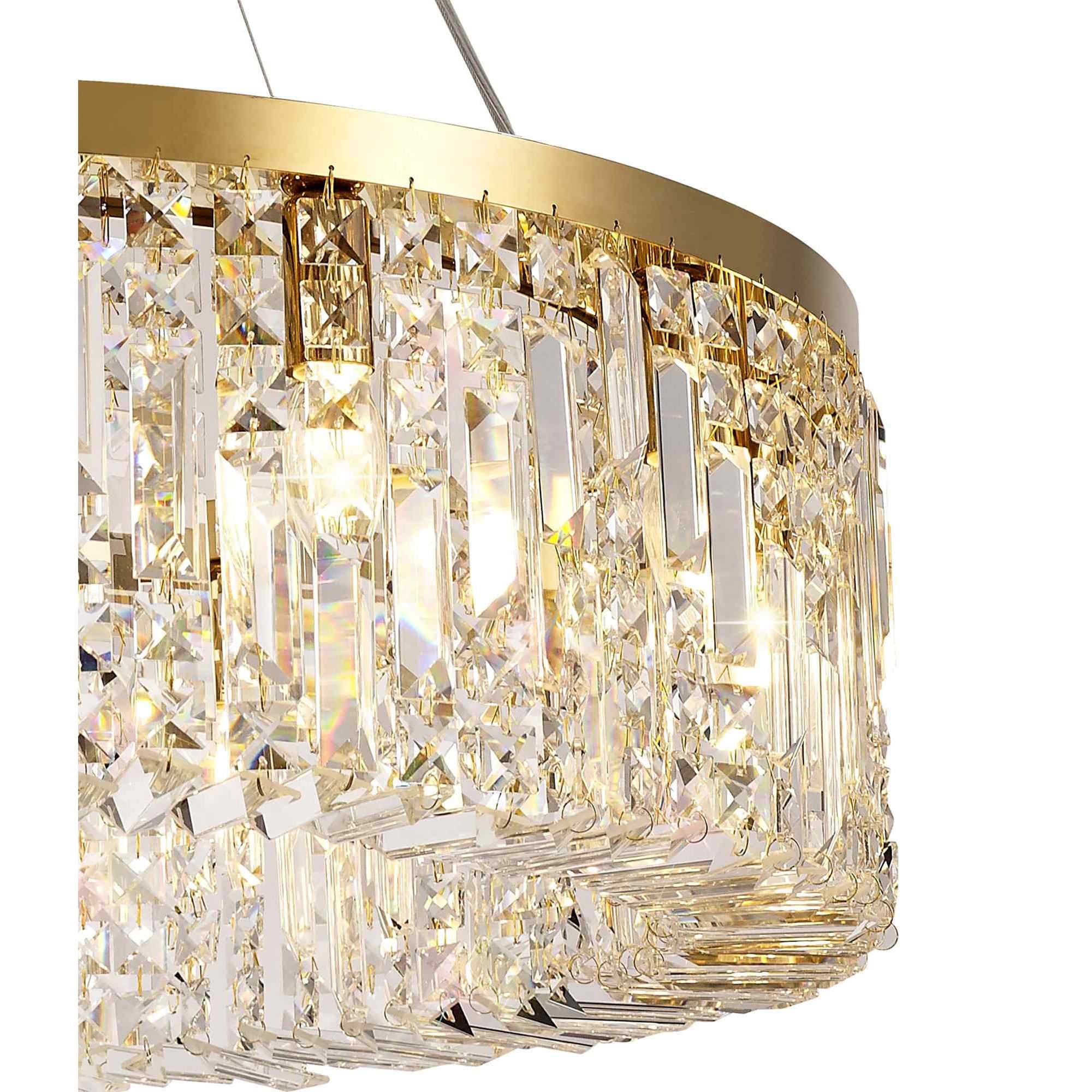 NL78179 Zian 80cm Round Pendant Chandelier 12 Light Gold/Crystal