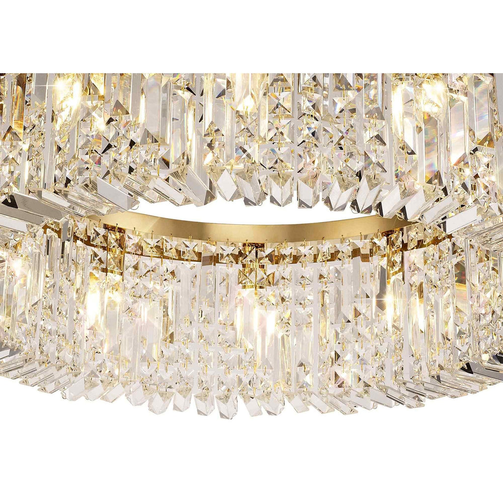 NL78179 Zian 80cm Round Pendant Chandelier 12 Light Gold/Crystal