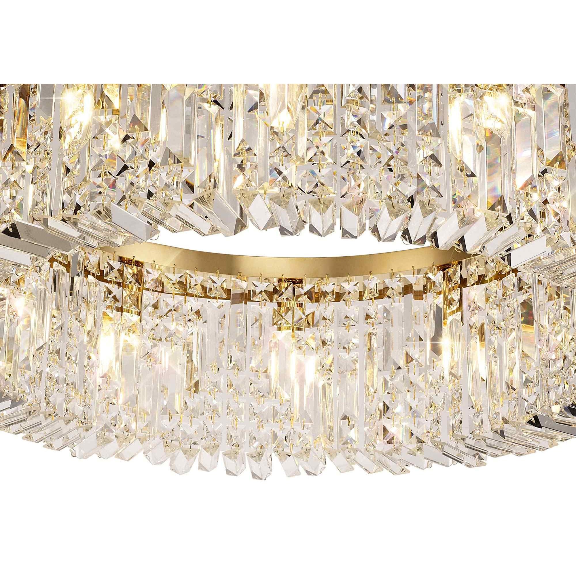 NL78179 Zian 80cm Round Pendant Chandelier 12 Light Gold/Crystal