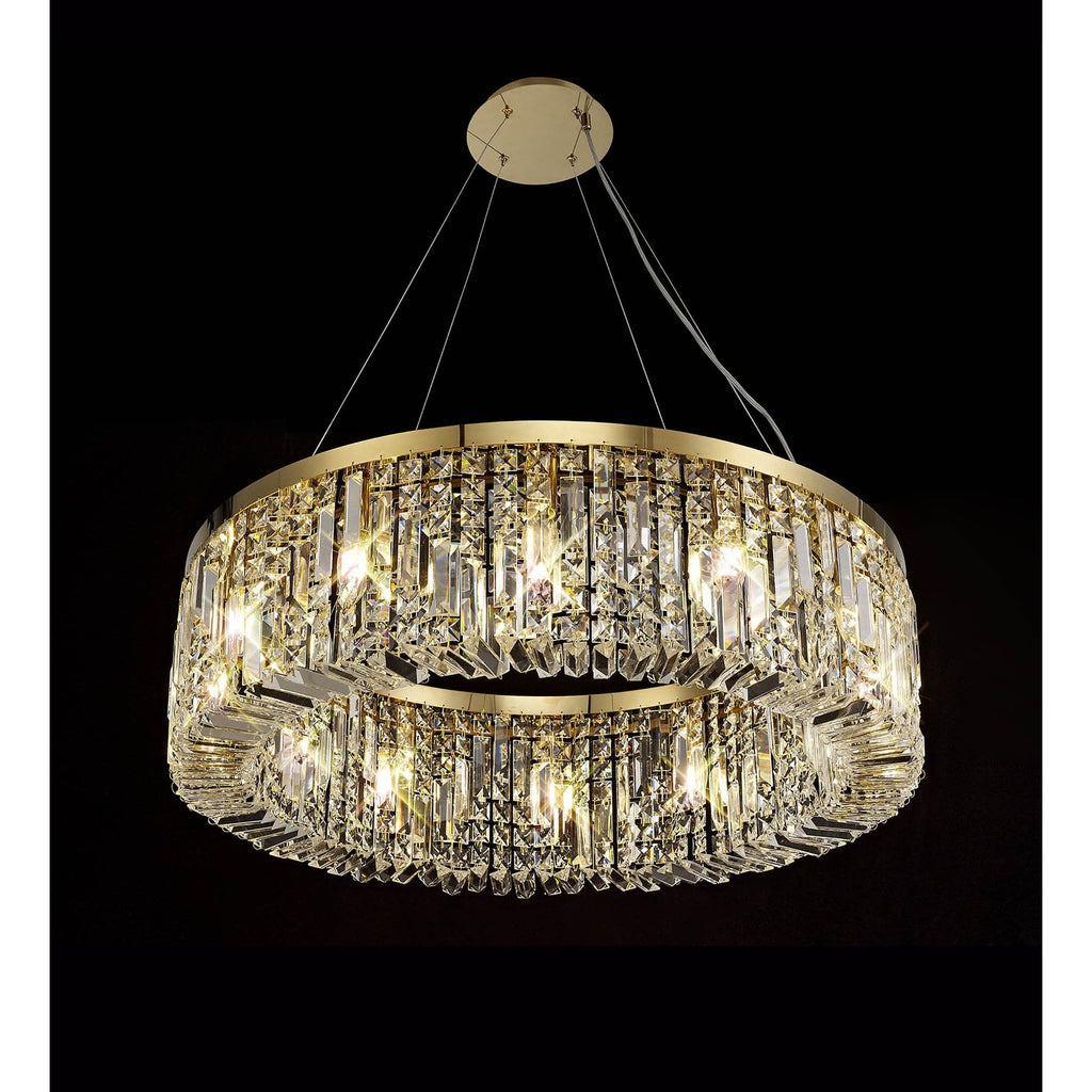 NL78179 Zian 80cm Round Pendant Chandelier 12 Light Gold/Crystal