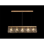 NL78189 Zian 102x9cm Rectangular Pendant Chandelier 5 Light Gold/Crystal