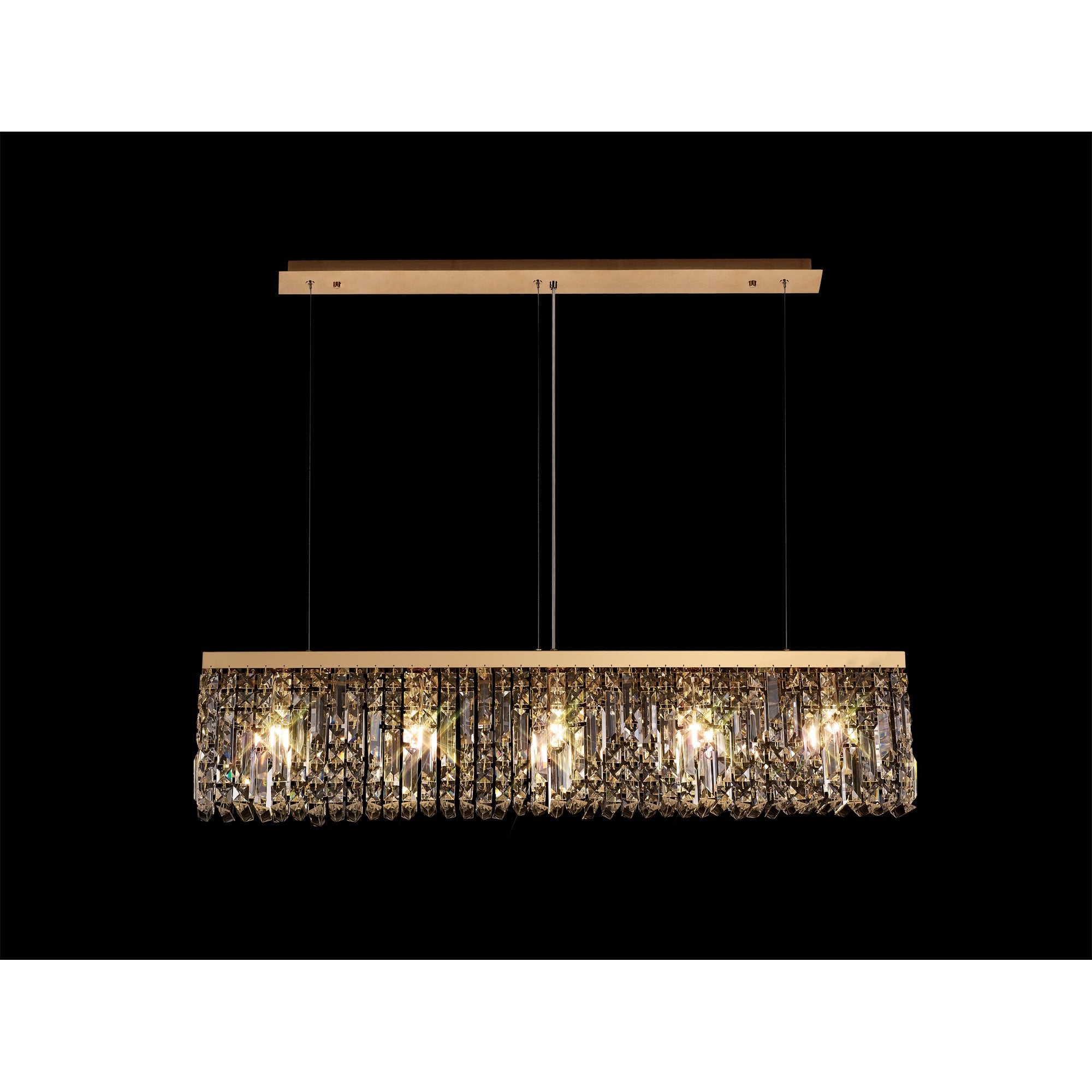 NL78189 Zian 102x9cm Rectangular Pendant Chandelier 5 Light Gold/Crystal