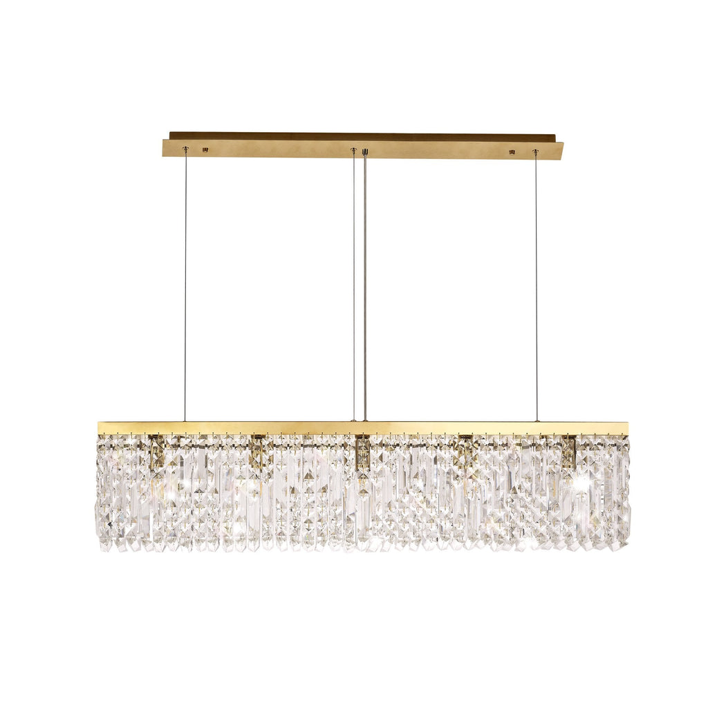 NL78189 Zian 102x9cm Rectangular Pendant Chandelier 5 Light Gold/Crystal