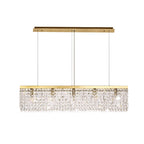 NL78189 Zian 102x9cm Rectangular Pendant Chandelier 5 Light Gold/Crystal