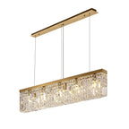 NL78189 Zian 102x9cm Rectangular Pendant Chandelier 5 Light Gold/Crystal