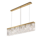 NL78189 Zian 102x9cm Rectangular Pendant Chandelier 5 Light Gold/Crystal