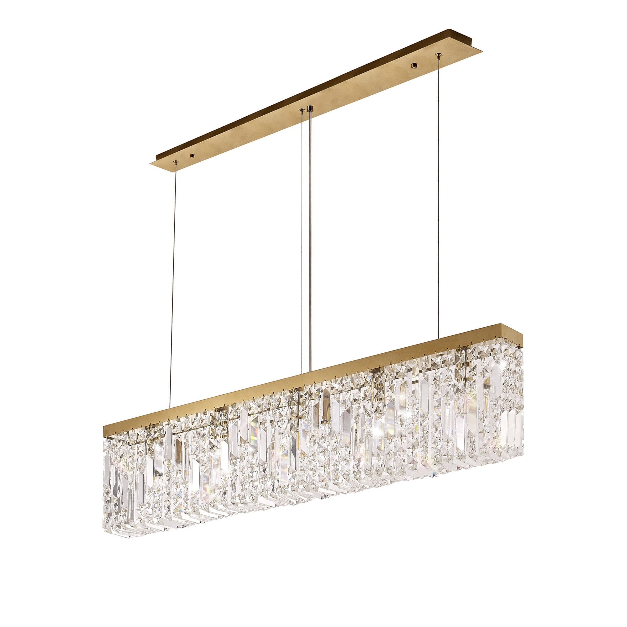 NL78189 Zian 102x9cm Rectangular Pendant Chandelier 5 Light Gold/Crystal