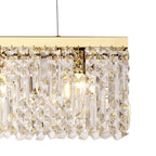NL78189 Zian 102x9cm Rectangular Pendant Chandelier 5 Light Gold/Crystal