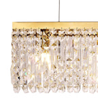 NL78189 Zian 102x9cm Rectangular Pendant Chandelier 5 Light Gold/Crystal