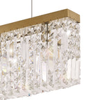 NL78189 Zian 102x9cm Rectangular Pendant Chandelier 5 Light Gold/Crystal