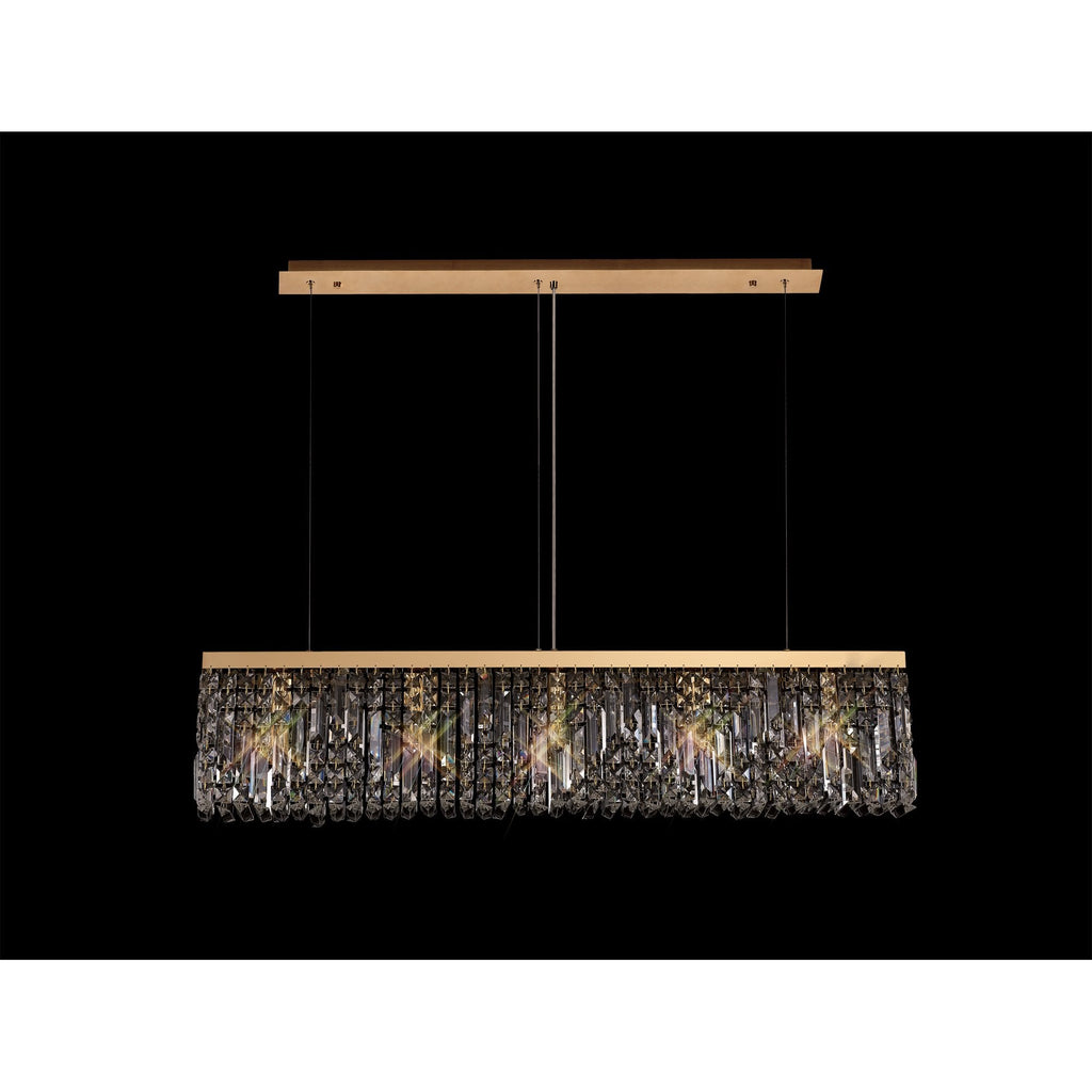 NL78189 Zian 102x9cm Rectangular Pendant Chandelier 5 Light Gold/Crystal