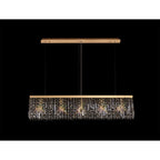 NL78189 Zian 102x9cm Rectangular Pendant Chandelier 5 Light Gold/Crystal
