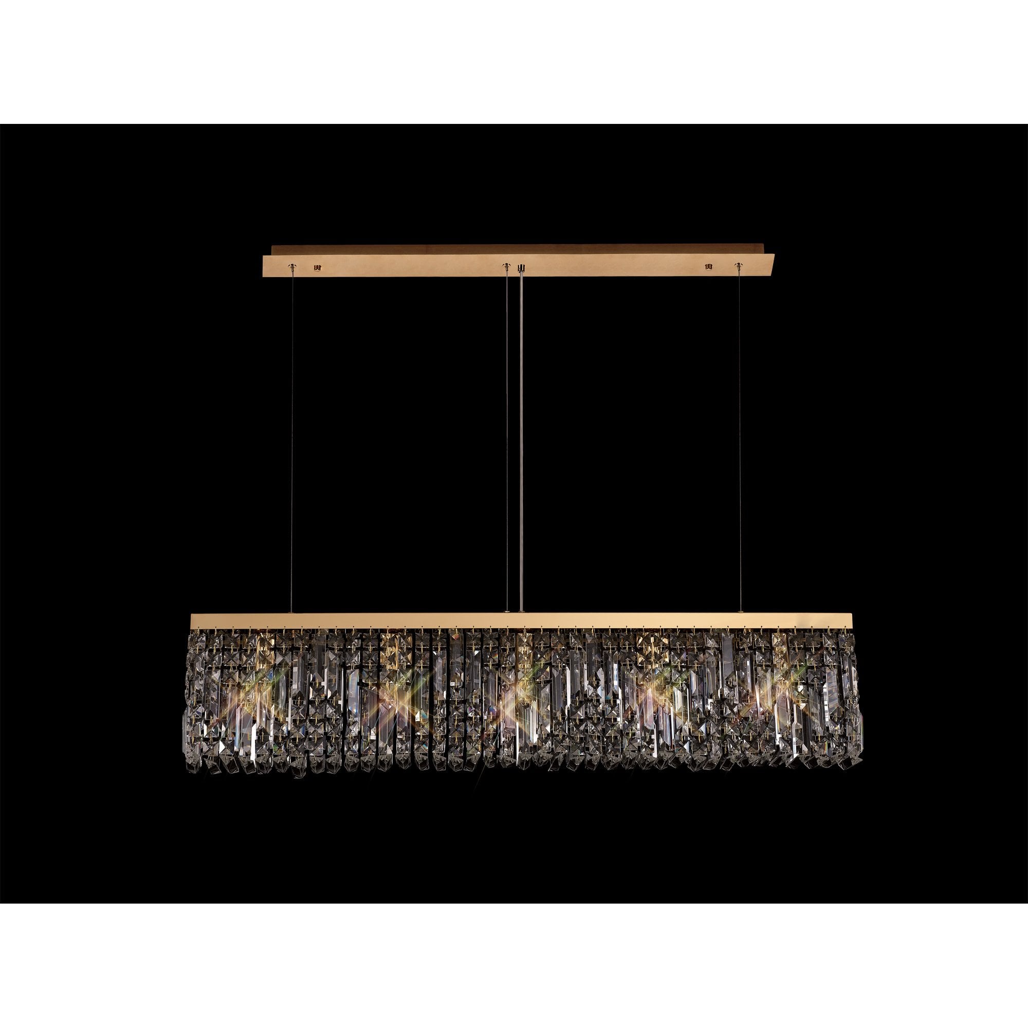 NL78189 Zian 102x9cm Rectangular Pendant Chandelier 5 Light Gold/Crystal