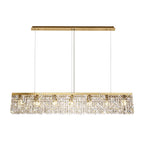 NL78199 Zian 138x9cm Rectangular Pendant Chandelier 7 Light Gold/Crystal