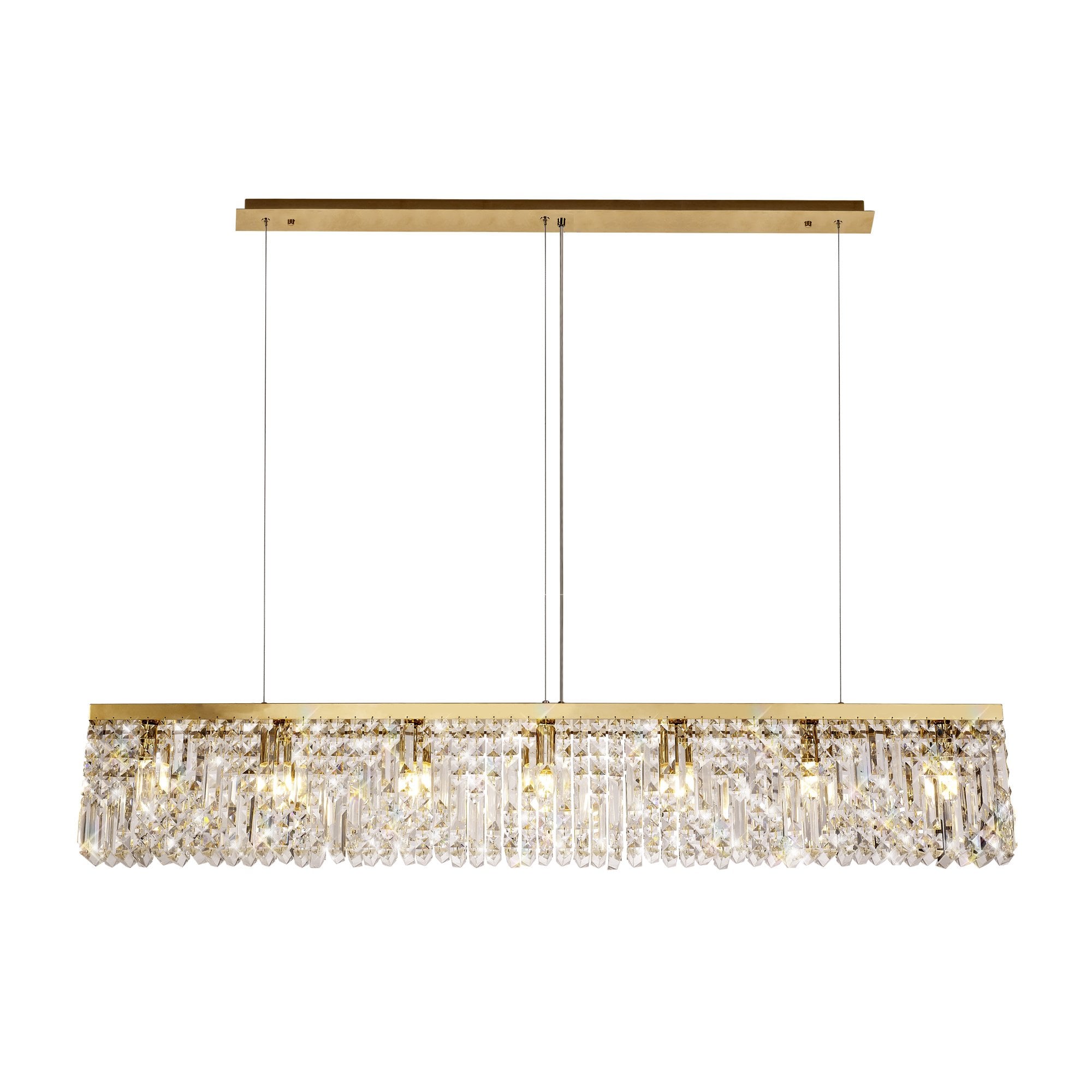 NL78199 Zian 138x9cm Rectangular Pendant Chandelier 7 Light Gold/Crystal