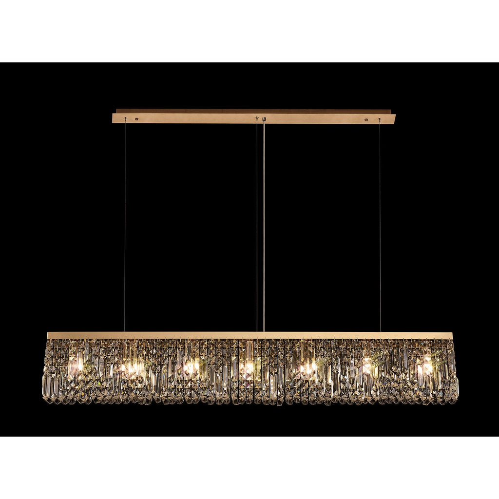 NL78199 Zian 138x9cm Rectangular Pendant Chandelier 7 Light Gold/Crystal