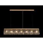 NL78199 Zian 138x9cm Rectangular Pendant Chandelier 7 Light Gold/Crystal
