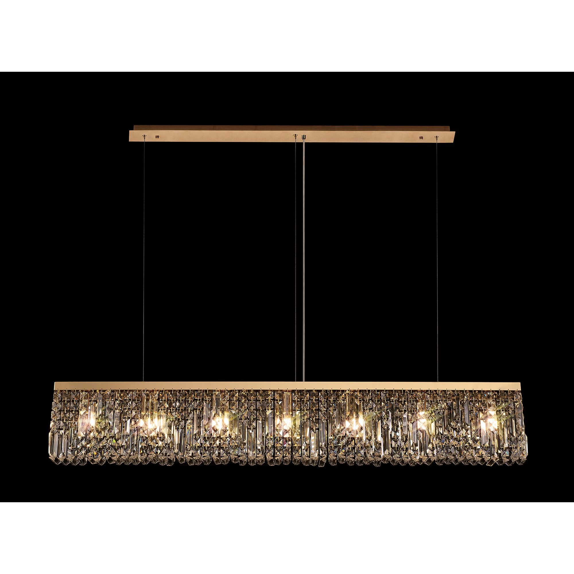 NL78199 Zian 138x9cm Rectangular Pendant Chandelier 7 Light Gold/Crystal