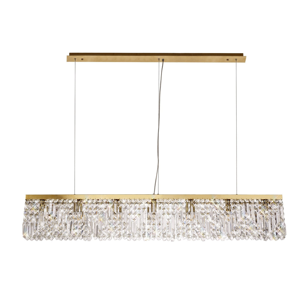 NL78199 Zian 138x9cm Rectangular Pendant Chandelier 7 Light Gold/Crystal