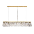 NL78199 Zian 138x9cm Rectangular Pendant Chandelier 7 Light Gold/Crystal