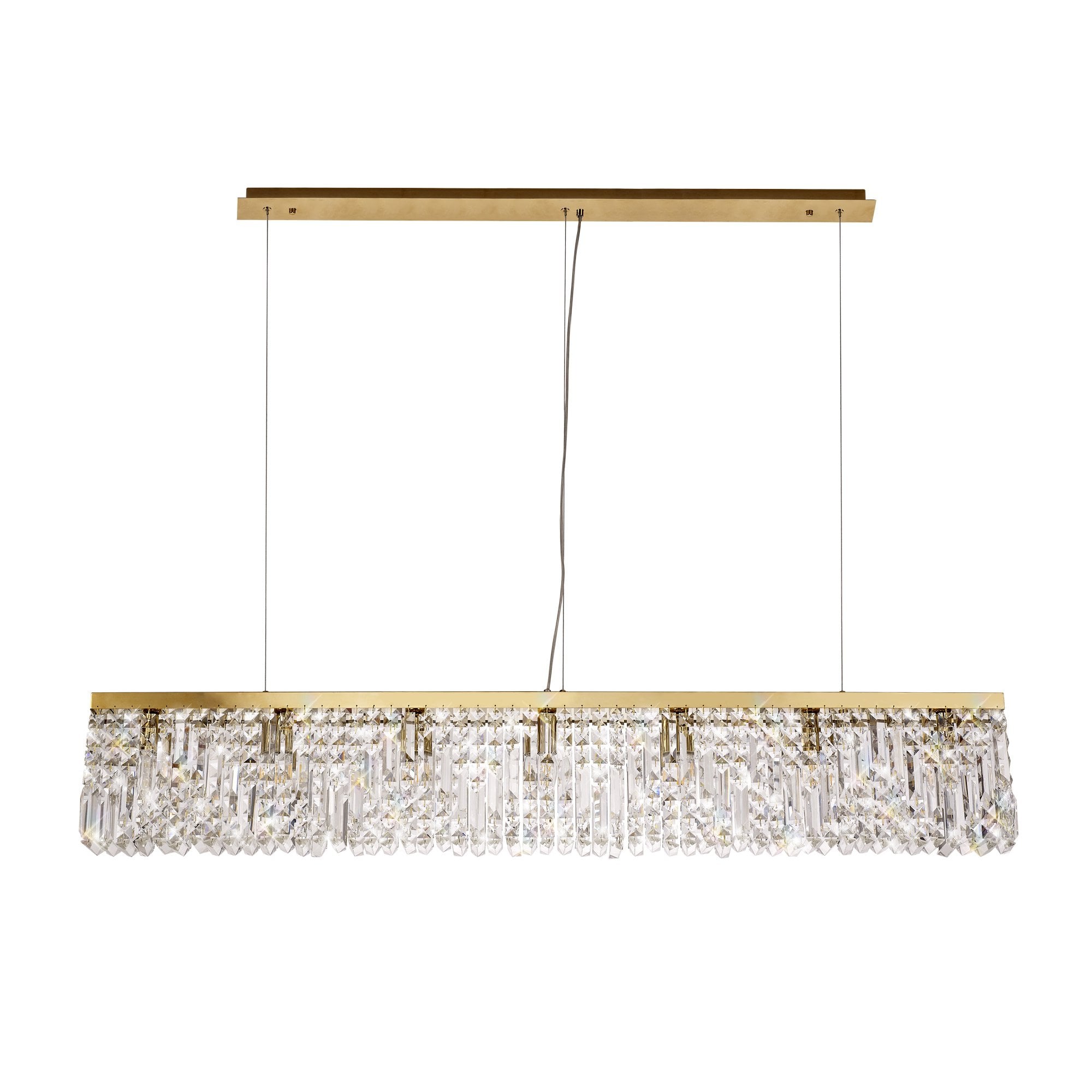 NL78199 Zian 138x9cm Rectangular Pendant Chandelier 7 Light Gold/Crystal
