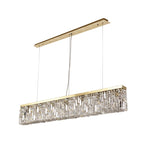 NL78199 Zian 138x9cm Rectangular Pendant Chandelier 7 Light Gold/Crystal
