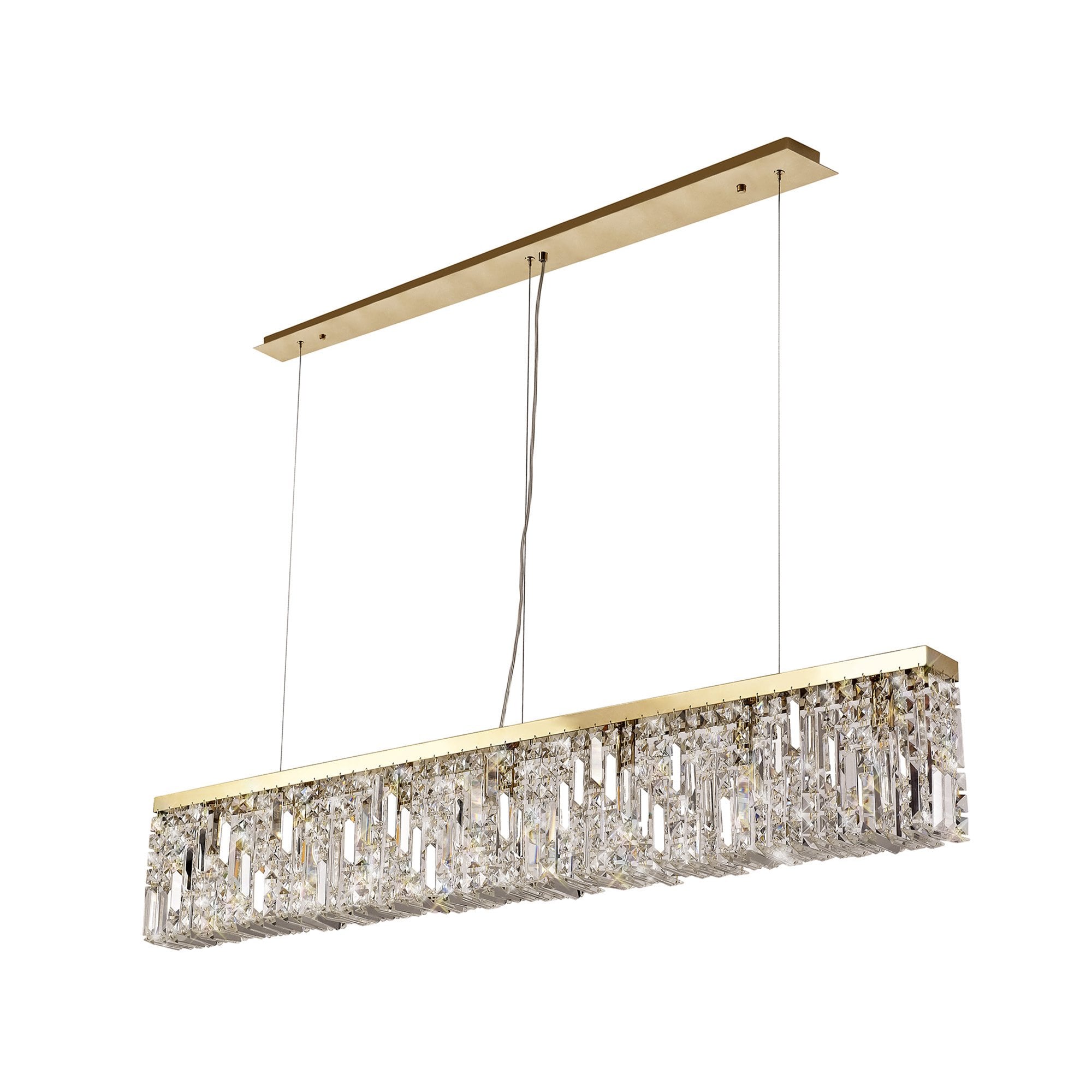 NL78199 Zian 138x9cm Rectangular Pendant Chandelier 7 Light Gold/Crystal