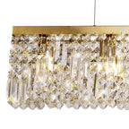 NL78199 Zian 138x9cm Rectangular Pendant Chandelier 7 Light Gold/Crystal