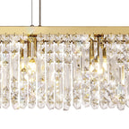NL78199 Zian 138x9cm Rectangular Pendant Chandelier 7 Light Gold/Crystal