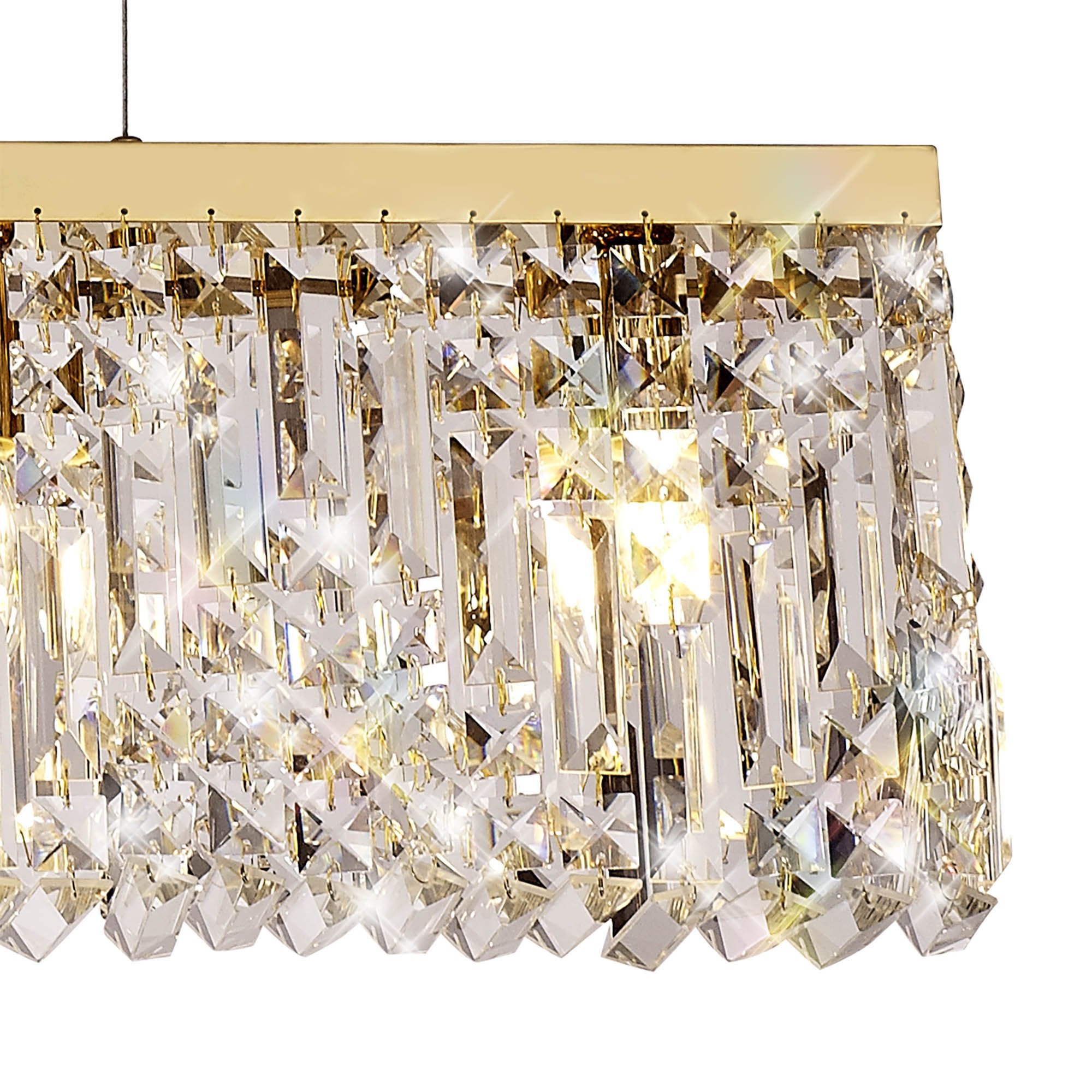 NL78199 Zian 138x9cm Rectangular Pendant Chandelier 7 Light Gold/Crystal