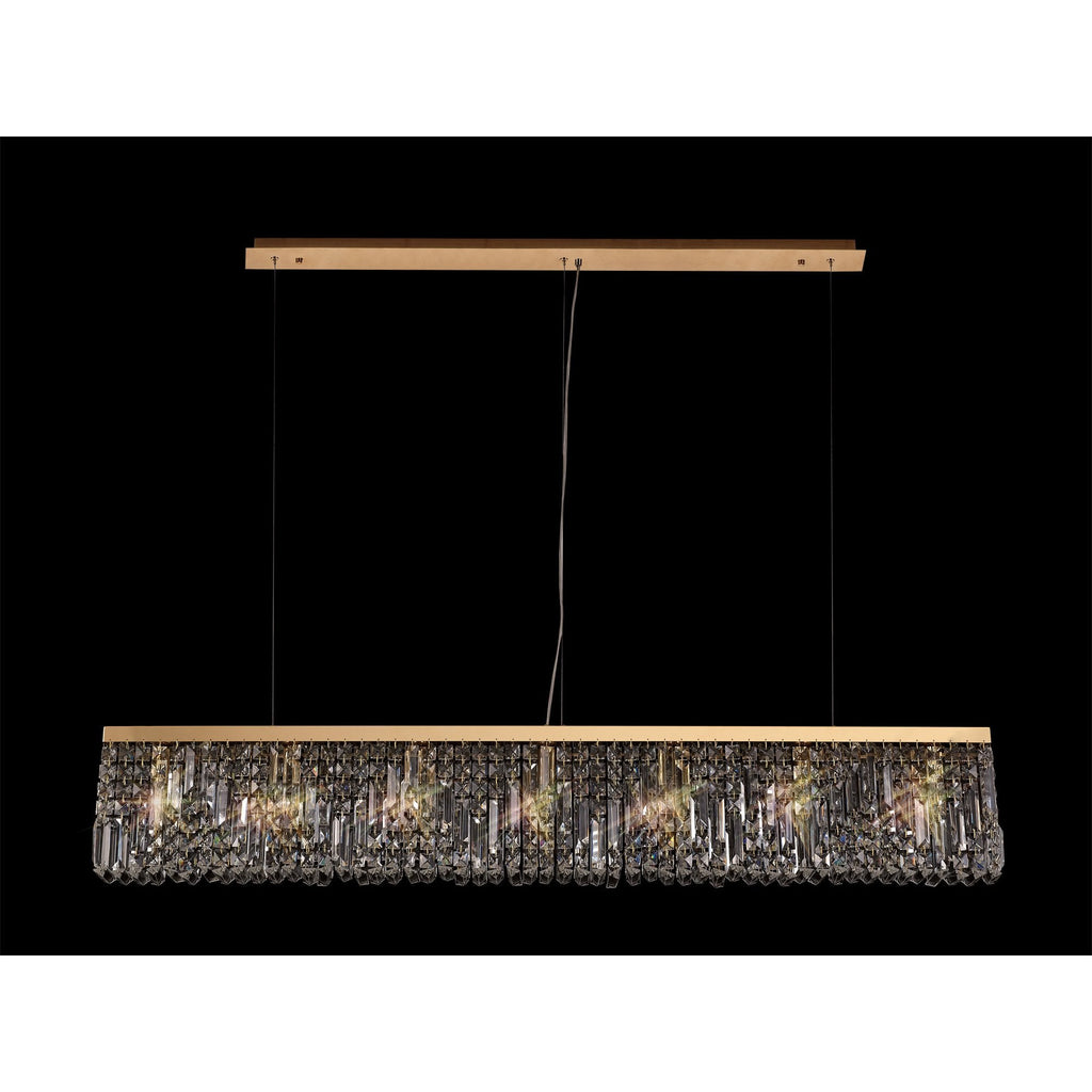NL78199 Zian 138x9cm Rectangular Pendant Chandelier 7 Light Gold/Crystal