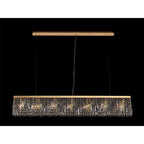 NL78199 Zian 138x9cm Rectangular Pendant Chandelier 7 Light Gold/Crystal