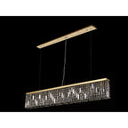 NL78199 Zian 138x9cm Rectangular Pendant Chandelier 7 Light Gold/Crystal