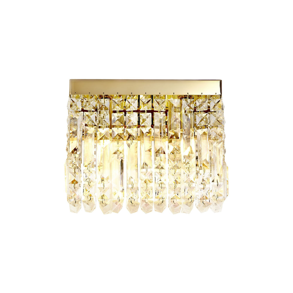NL78209 Zian 29x13cm Rectangular Small Wall Lamp 2 Light Gold/Crystal