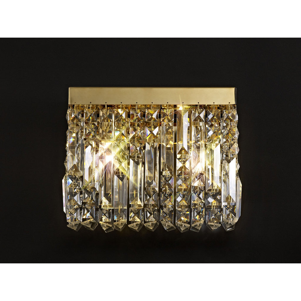 NL78209 Zian 29x13cm Rectangular Small Wall Lamp 2 Light Gold/Crystal
