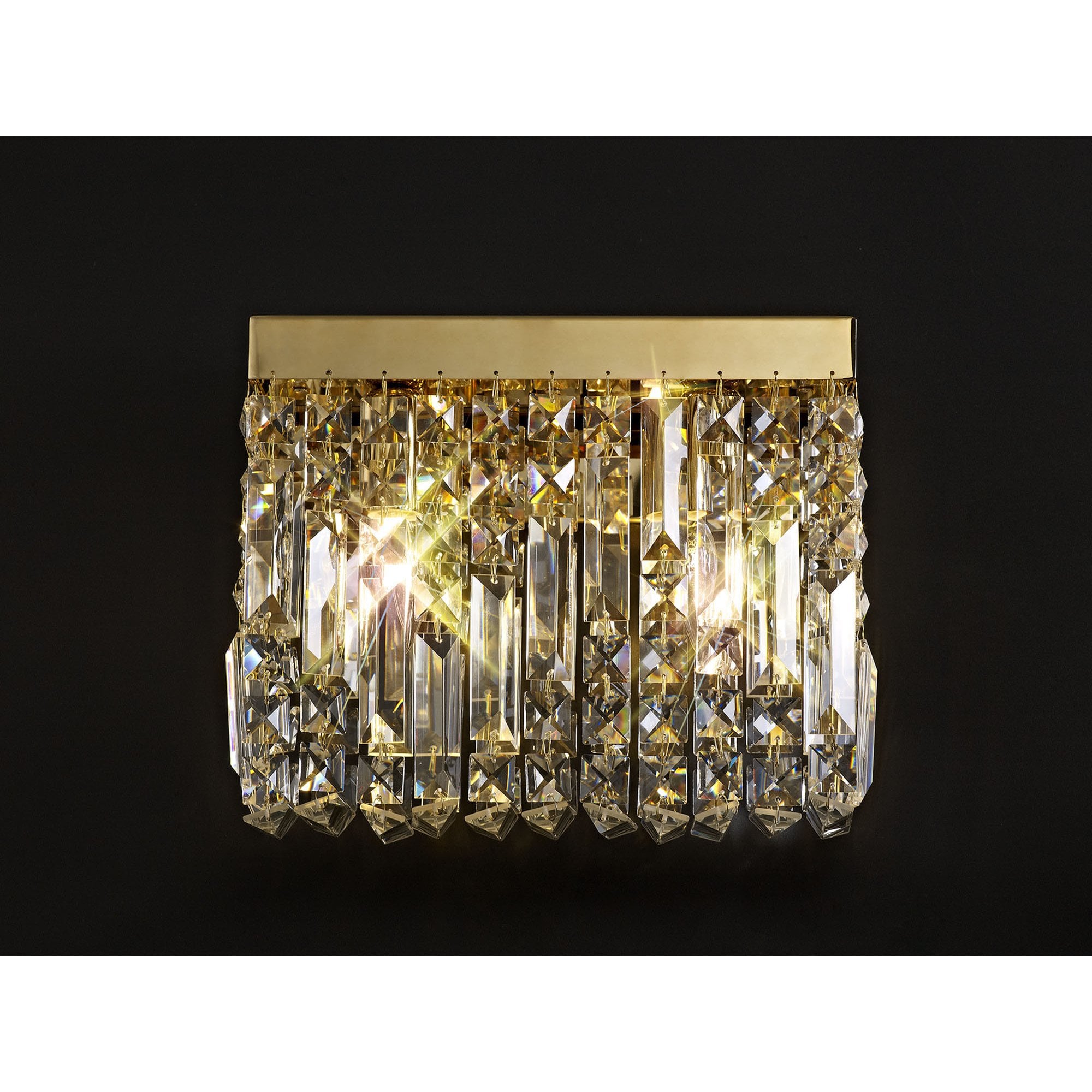 NL78209 Zian 29x13cm Rectangular Small Wall Lamp 2 Light Gold/Crystal