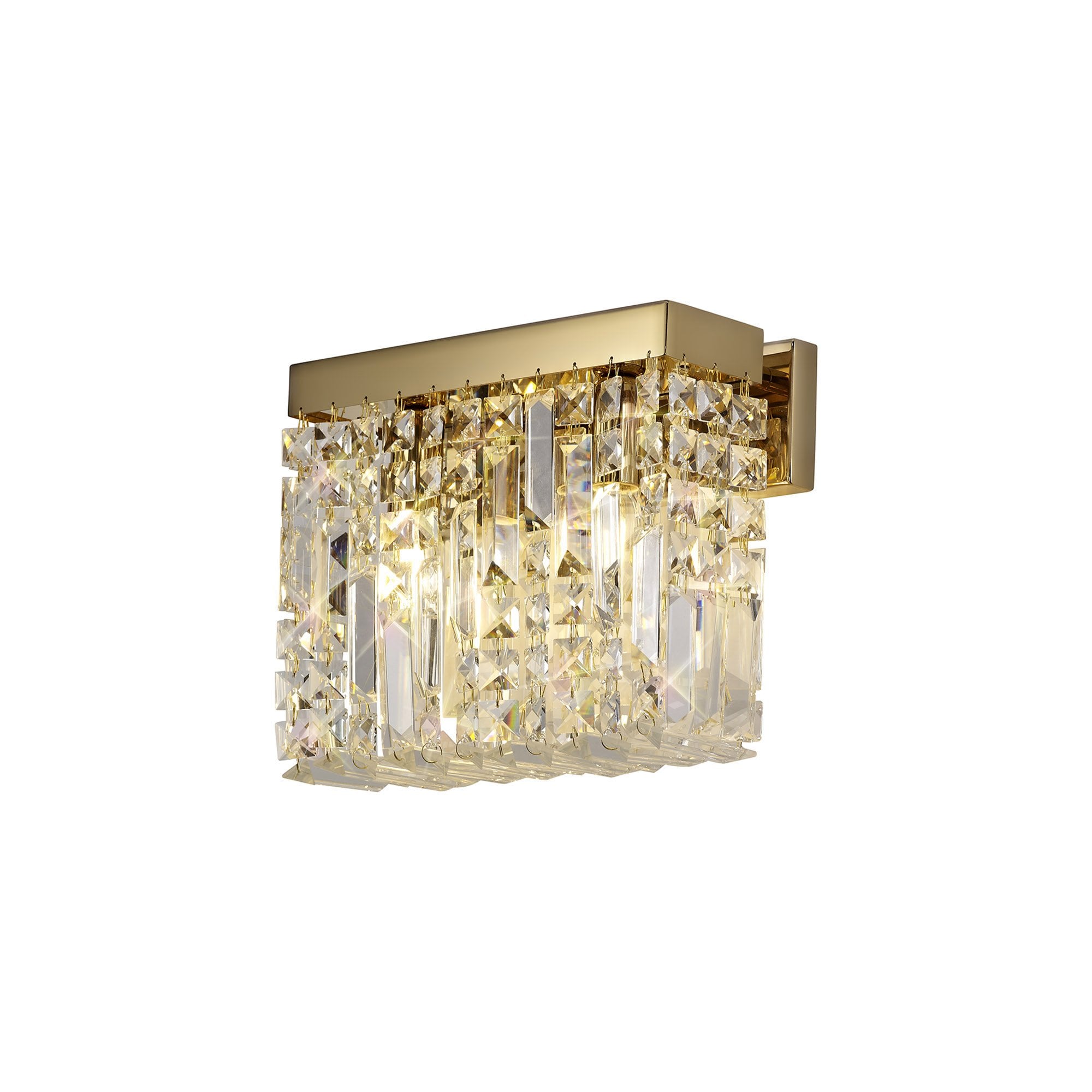 NL78209 Zian 29x13cm Rectangular Small Wall Lamp 2 Light Gold/Crystal