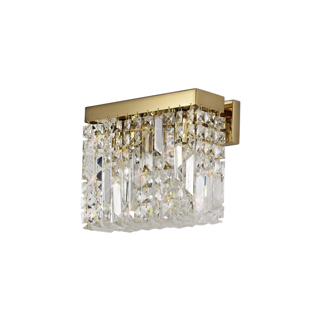 NL78209 Zian 29x13cm Rectangular Small Wall Lamp 2 Light Gold/Crystal