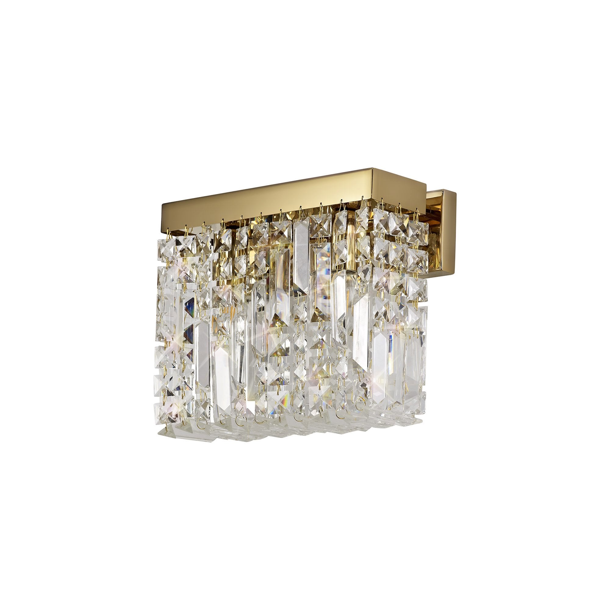 NL78209 Zian 29x13cm Rectangular Small Wall Lamp 2 Light Gold/Crystal