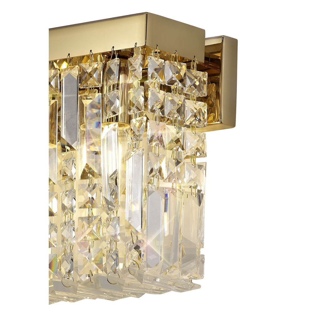 NL78209 Zian 29x13cm Rectangular Small Wall Lamp 2 Light Gold/Crystal