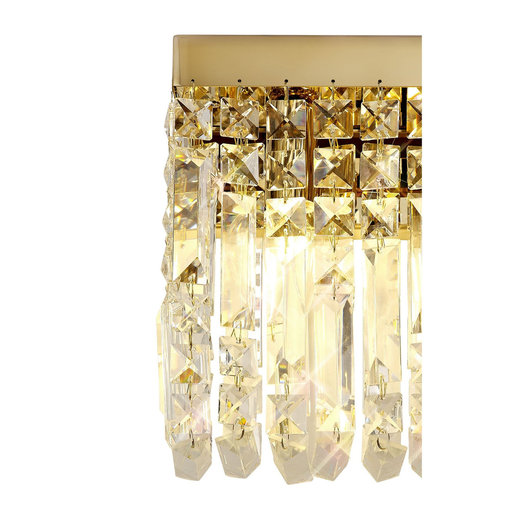 NL78209 Zian 29x13cm Rectangular Small Wall Lamp 2 Light Gold/Crystal