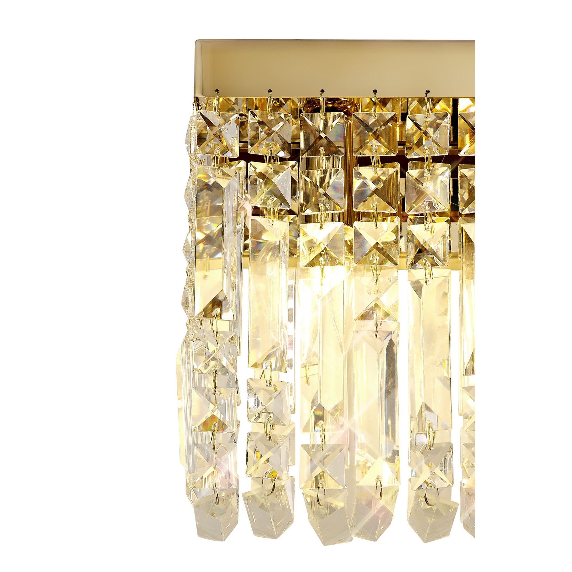 NL78209 Zian 29x13cm Rectangular Small Wall Lamp 2 Light Gold/Crystal