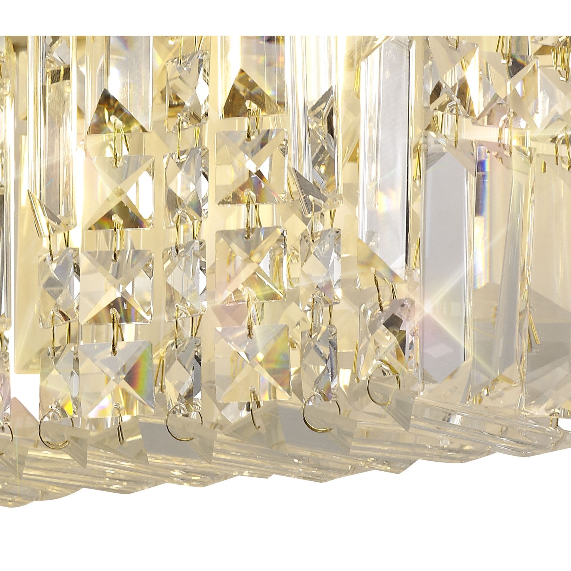 NL78209 Zian 29x13cm Rectangular Small Wall Lamp 2 Light Gold/Crystal