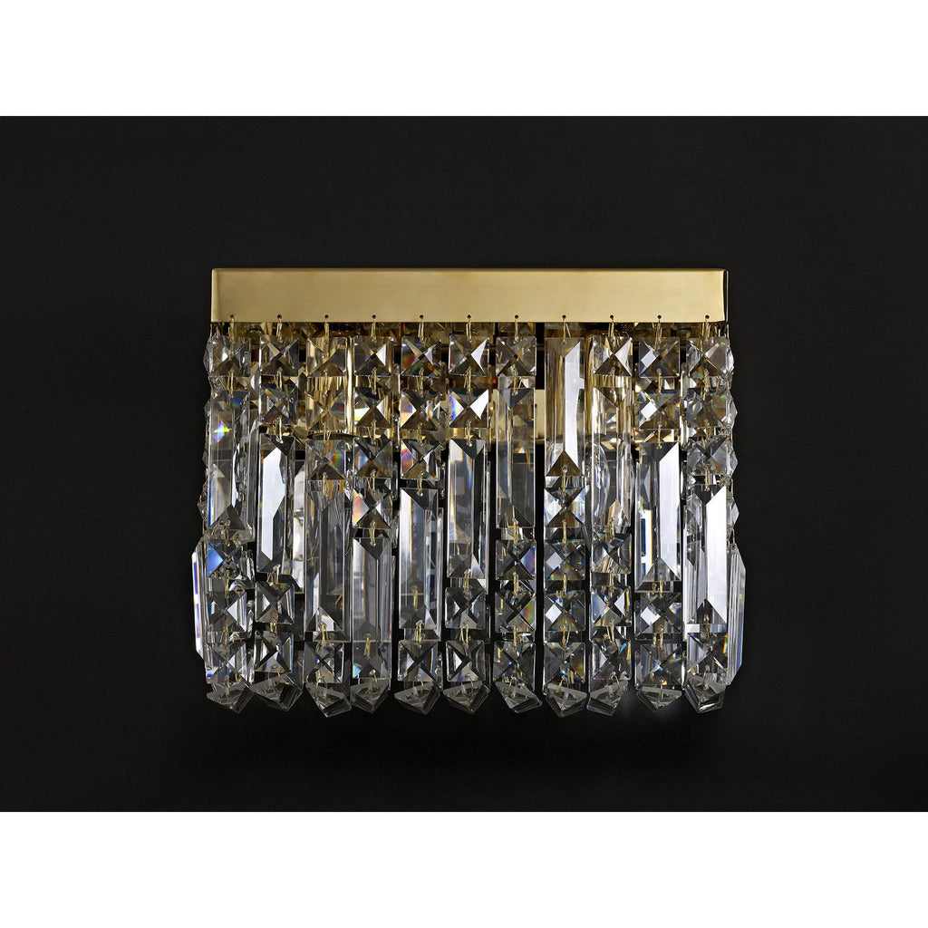 NL78209 Zian 29x13cm Rectangular Small Wall Lamp 2 Light Gold/Crystal
