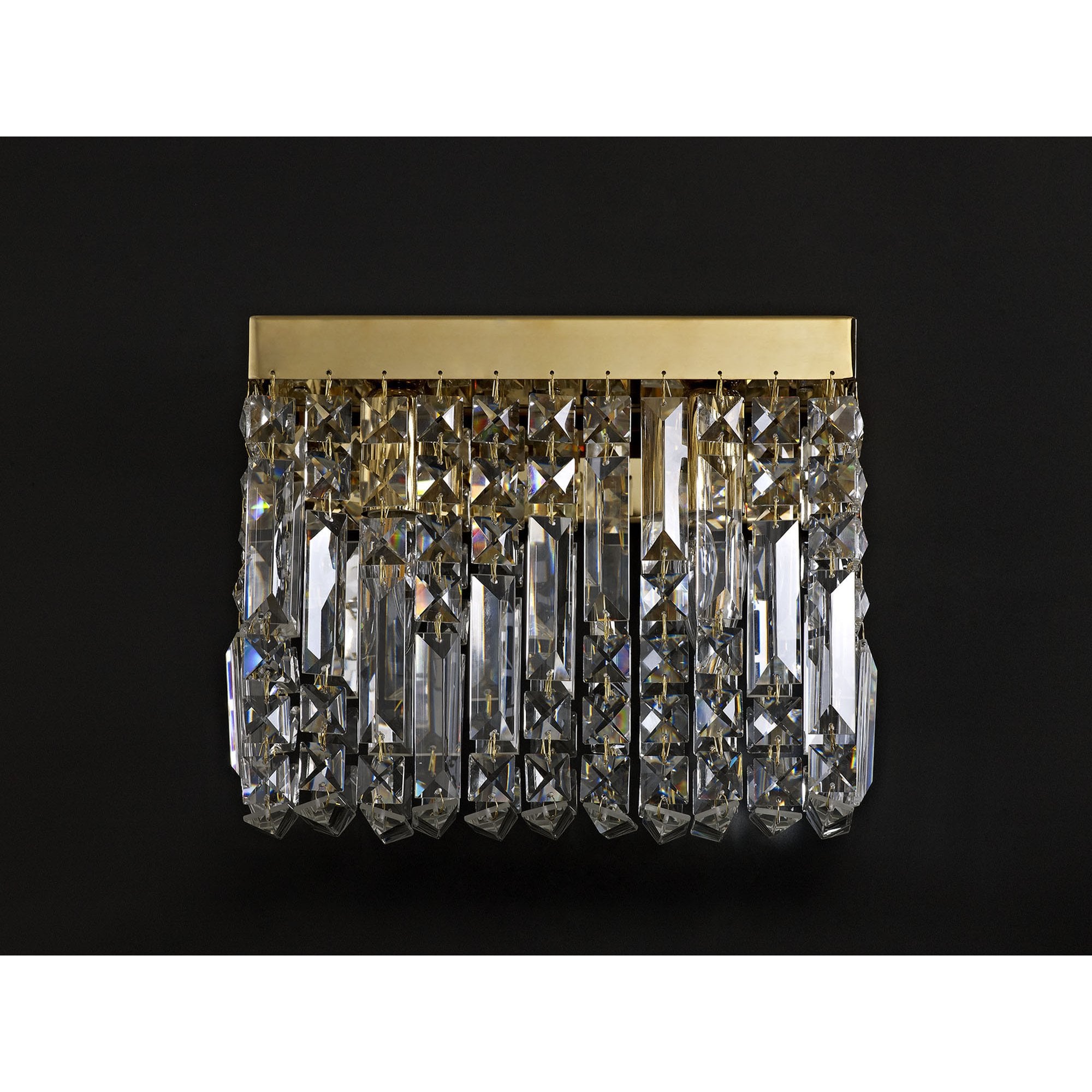 NL78209 Zian 29x13cm Rectangular Small Wall Lamp 2 Light Gold/Crystal