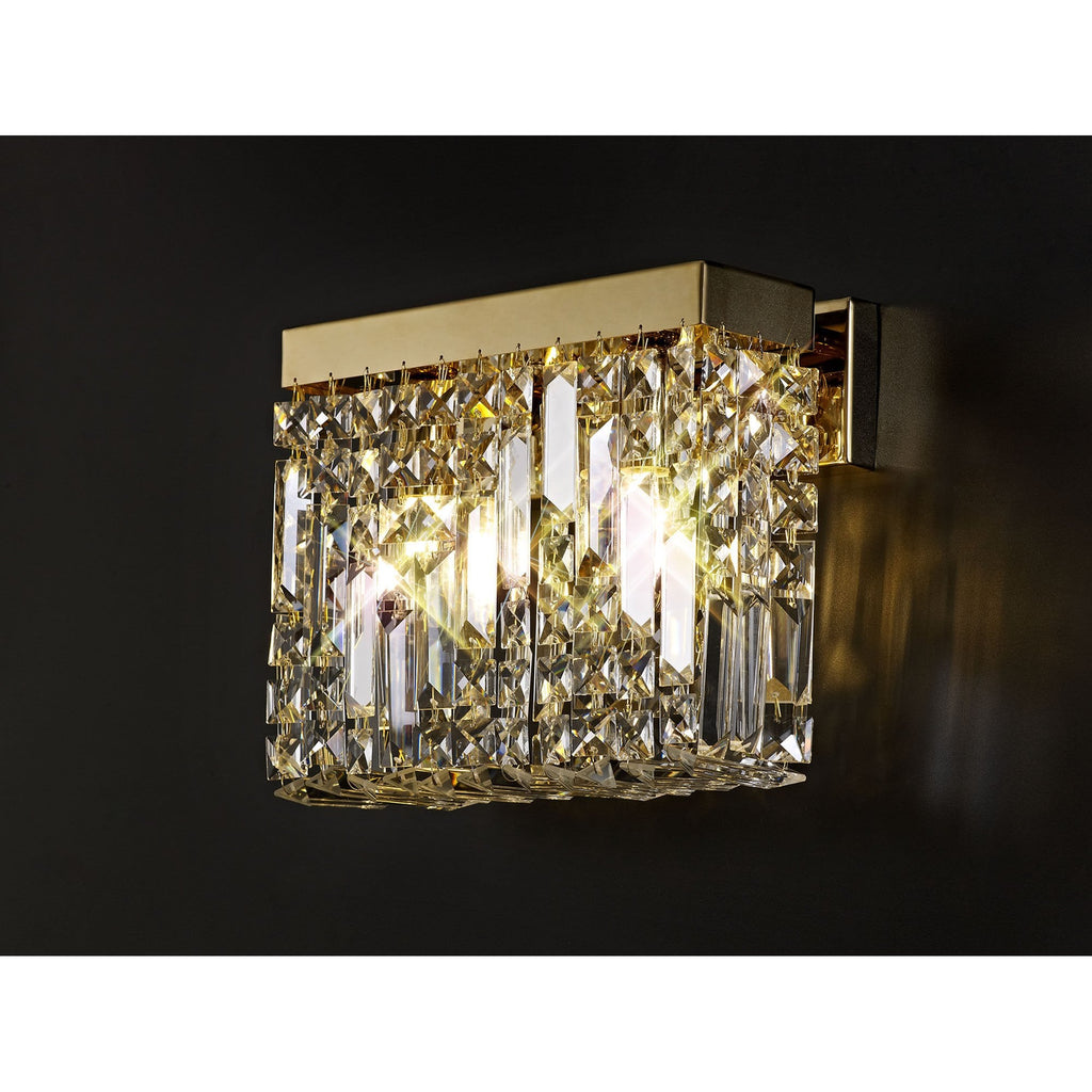 NL78209 Zian 29x13cm Rectangular Small Wall Lamp 2 Light Gold/Crystal