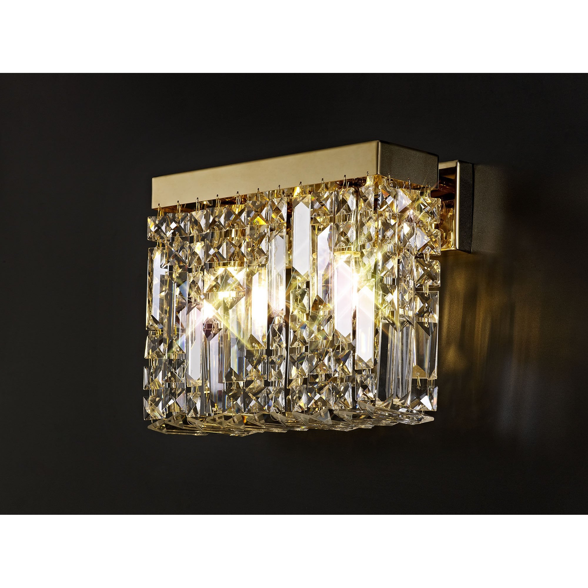 NL78209 Zian 29x13cm Rectangular Small Wall Lamp 2 Light Gold/Crystal