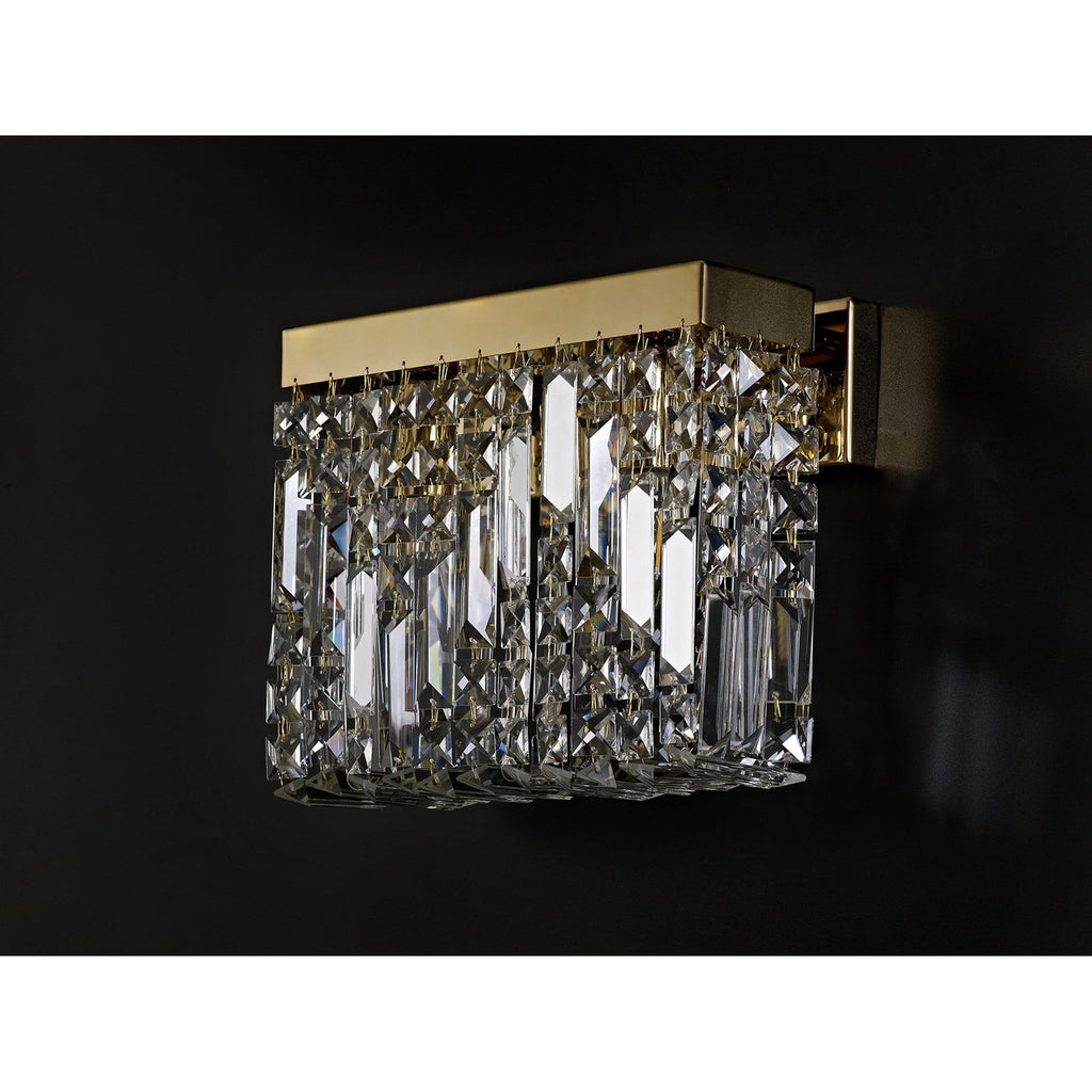 NL78209 Zian 29x13cm Rectangular Small Wall Lamp 2 Light Gold/Crystal