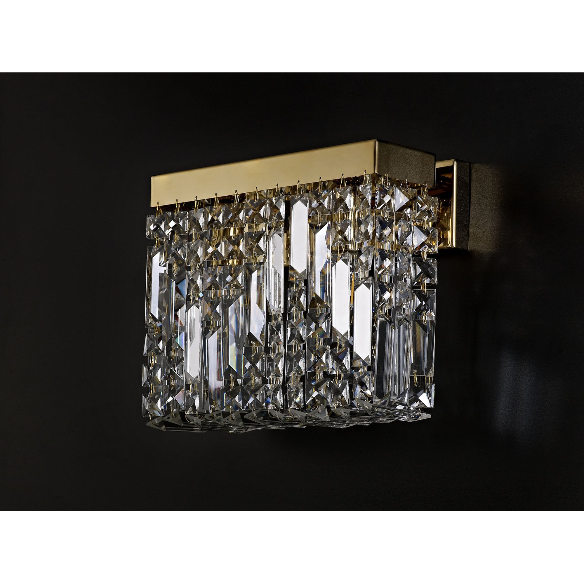 NL78209 Zian 29x13cm Rectangular Small Wall Lamp 2 Light Gold/Crystal