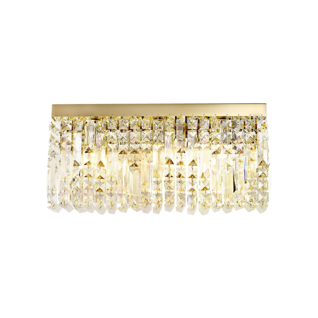 NL78219 Zian 50x24cm Rectangular Large Wall Lamp 3 Light Gold/Crystal